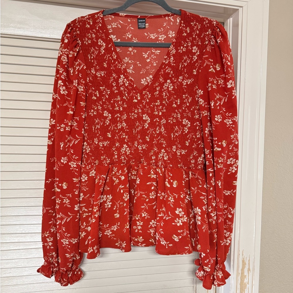 SHEIN Floral Red Top